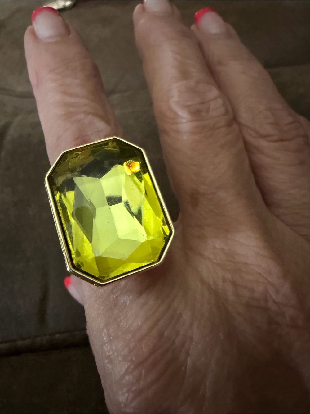 Statement Ring with Large Lime Gemstone